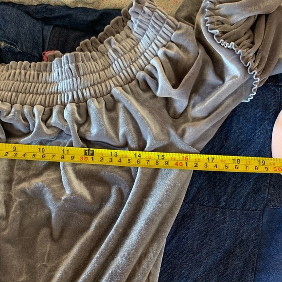 MISA Los Angeles Gray Velvet Offthe Shoulder Dress - Picture 12 of 16